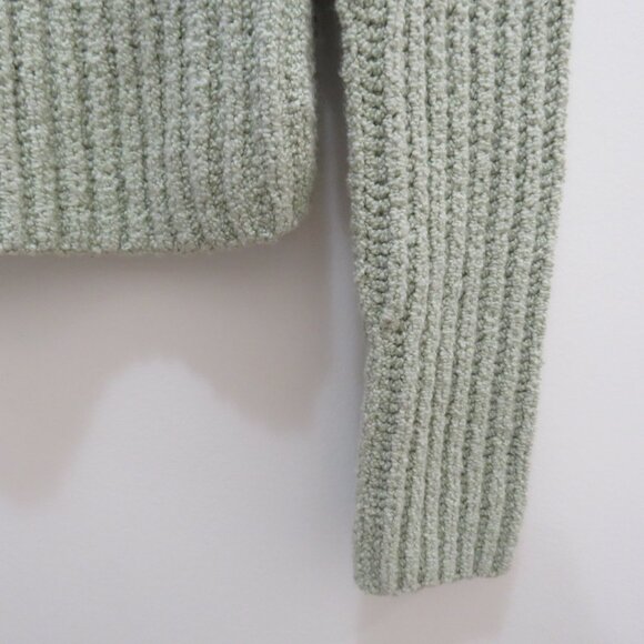 VINCE Crimped Cotton Crew Neck Sweater in White Jade Cropped Minimal Size XS NWT - Picture 7 of 14